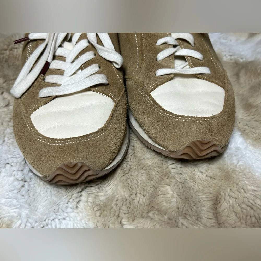 Birdies Suede Sneakers Tan Cream Burgundy Lace Up Comfort Casual Shoes, size 10 - Picture 7 of 10